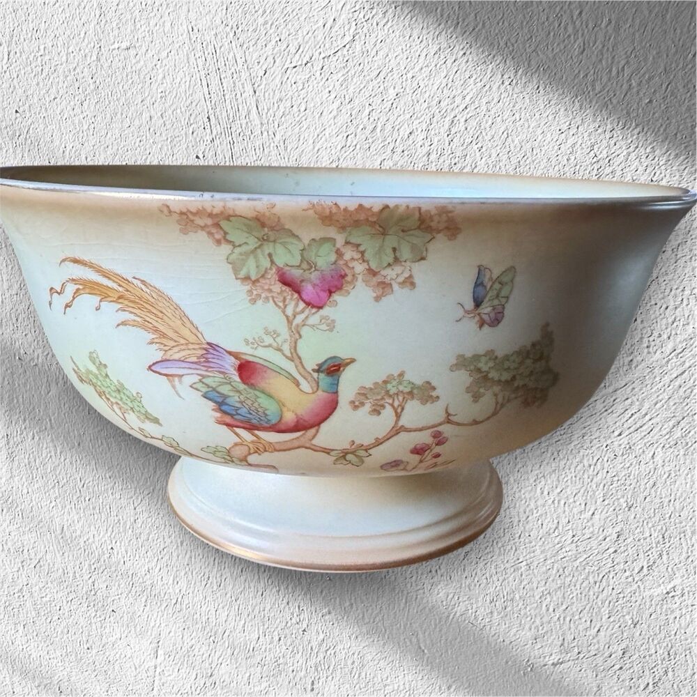 Edwardian Bowl pheasant tree crown ducal ware england VTG